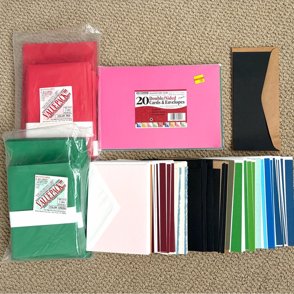 New Colorful 134 5x7 Cardstock and Envelopes Set